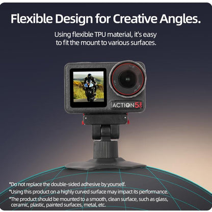 Sunnylife Magnetic Flexible Adhesive Helmet Mount Base Quick-Release Action Camera Holder For DJI Osmo 360 / Action 5 Pro / 4 / 3 / 2, For DJI Osmo 360 / Action 5 Pro / 4 / 3 / 2
