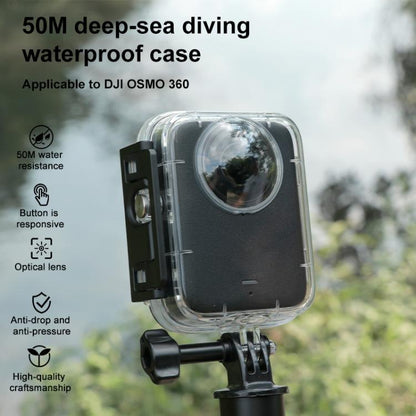 For DJI Osmo 360 50m Depth Waterproof Housing Case with Lens Silicone Cap, For DJI Osmo 360