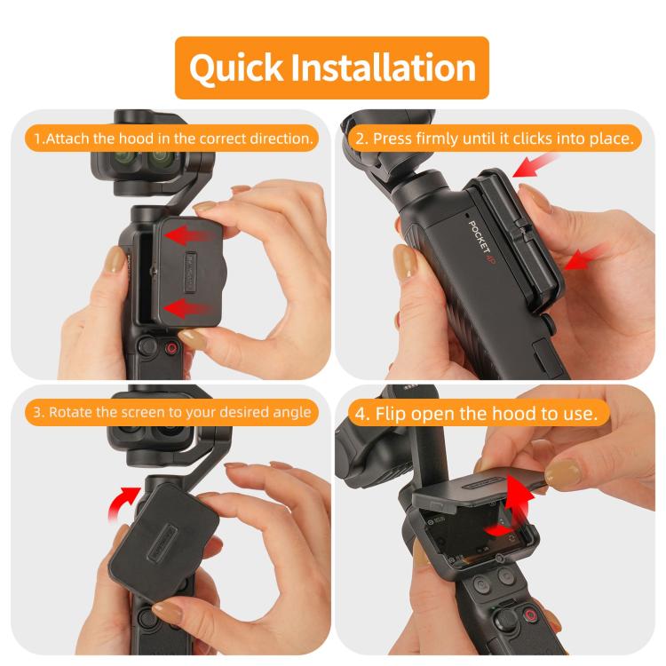 Sunnylife Screen Sun Hood Guard Screen Monitor Cover Protector For DJI Osmo Pocket 4P / 4 / 3, For DJI Osmo Pocket 4P / 4 / 3