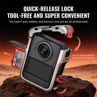 For DJI Osmo 360 / 360 II STARTRC Metal Cage Frame with Cold Shoe, For DJI Osmo 360 / 360 II