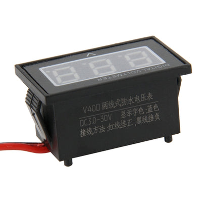 V40D 2 Wires Red Light Display Mini Waterproof IPX4 Digital Voltage Meter, Measure Voltage: DC 2.5-30V, DT0002G, DT0002L, DT0002R