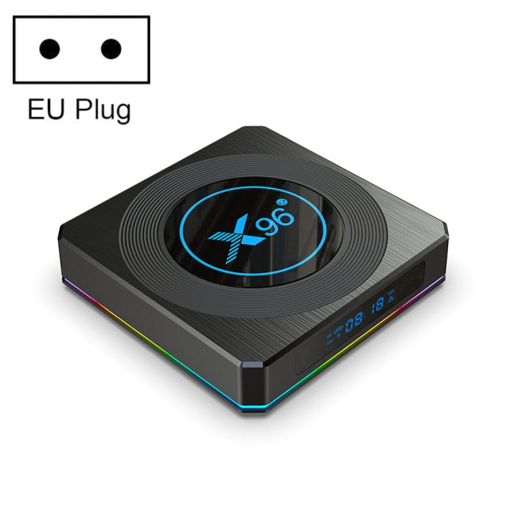 X96 X4 8K Smart TV BOX Android 11.0 Media Player with Remote Control, Amlogic S905X4 Quad Core ARM Cortex A55, RAM: 4GB, ROM: 32GB, Support 100M, Dual Band WiFi, Bluetooth, EU Plug, 4GB+32GB