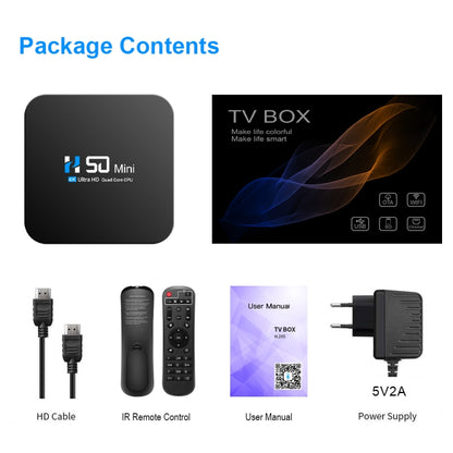 H50 Mini 4K Smart Network TV Box, Android 10.0, RK3318 Quad Core, 2GB+8GB, EU Plug, 2GB+8GB