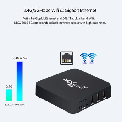 MXQ Pro 4K TV Box Rockchip RK3228A Quad Core CPU Android 7.1, 1GB+8GB wtih Remote Control, US Plug, 1GB+8GB