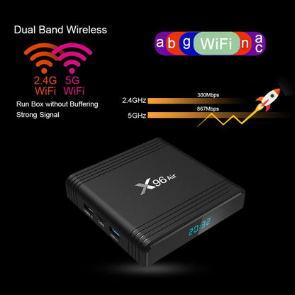 X96 Air 8K Smart TV BOX Android 9.0 Media Player with Remote Control, Quad-core Amlogic S905X3, RAM: 2GB, ROM: 16GB, Dual Band WiFi, AU Plug, 2GB+16GB