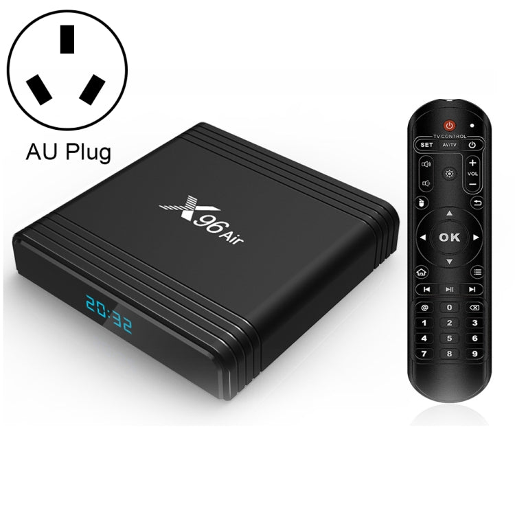 X96 Air 8K Smart TV BOX Android 9.0 Media Player with Remote Control, Quad-core Amlogic S905X3, RAM: 4GB, ROM: 64GB, Dual Band WiFi, Bluetooth, AU Plug, 4GB+64GB