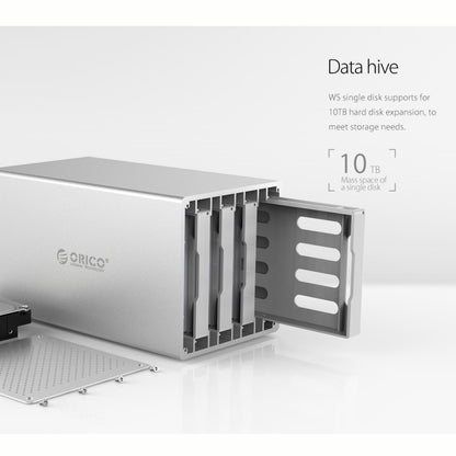 ORICO Honeycomb Series WS500U3 SATA 3.5 inch 50TB USB 3.0 5 Bays Aluminum Alloy HDD / SSD Enclosure, USB 3.0 5 Bays