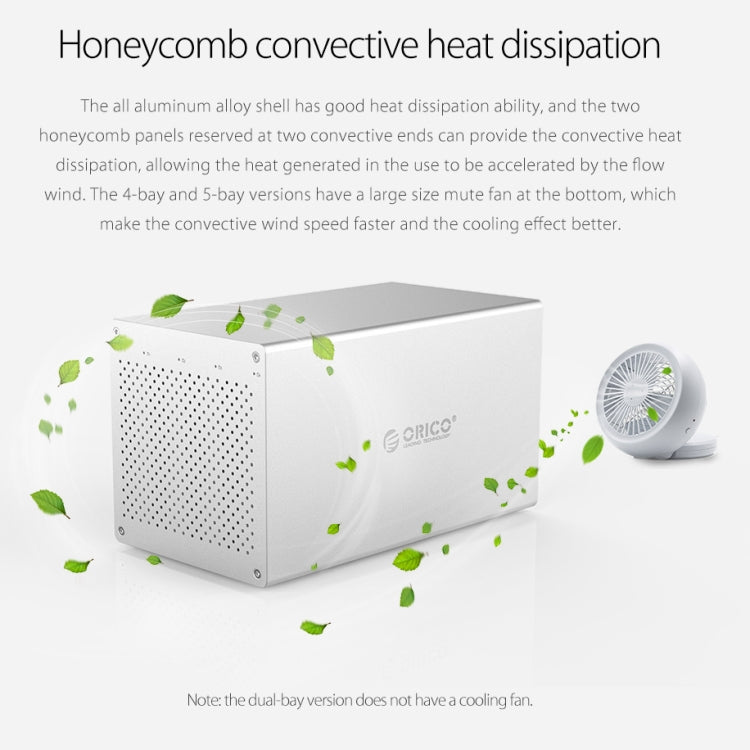 ORICO Honeycomb Series WS500U3 SATA 3.5 inch 50TB USB 3.0 5 Bays Aluminum Alloy HDD / SSD Enclosure, USB 3.0 5 Bays