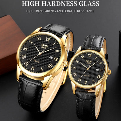 SKMEI 9058 Multifunctional Outdoor Fashion Waterproof Gold Shell Quartz Wrist Watch, Women Style Black Face Black Strap, Women Style Silver Face Brown Strap, Women Style Gold Face Brown Strap, Men Style Silver Face Brown Strap...