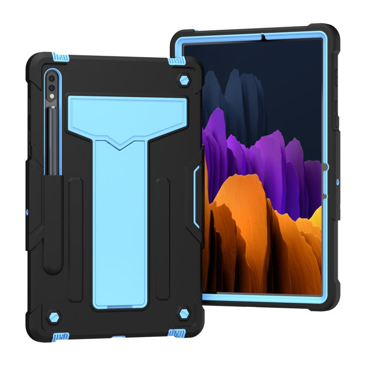 T-shaped Bracket Contrast Color Shockproof PC + Silicone Protective Case, For Samsung Galaxy Tab A7 10.4 (2020), For iPad Air 2022 / 2020 10.9 / iPad Pro 11, For Samsung Galaxy Tab S8 / Galaxy Tab S7 T870 / T875, For Samsung Galaxy Tab S6 Lite P610/615