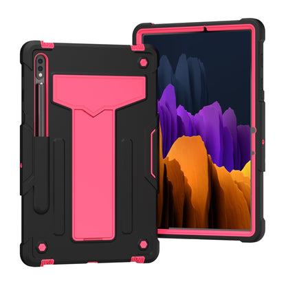 T-shaped Bracket Contrast Color Shockproof PC + Silicone Protective Case, For Samsung Galaxy Tab A7 10.4 (2020), For iPad Air 2022 / 2020 10.9 / iPad Pro 11, For Samsung Galaxy Tab S8 / Galaxy Tab S7 T870 / T875, For Samsung Galaxy Tab S6 Lite P610/615