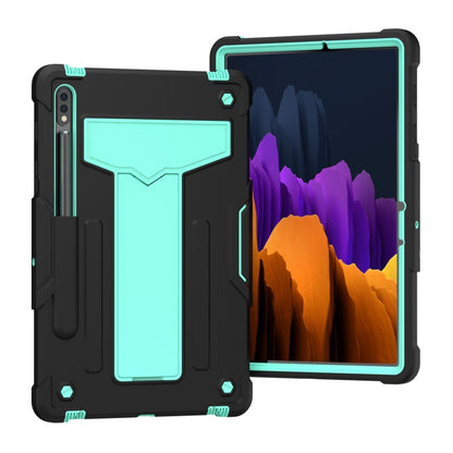 T-shaped Bracket Contrast Color Shockproof PC + Silicone Protective Case, For Samsung Galaxy Tab A7 10.4 (2020), For iPad Air 2022 / 2020 10.9 / iPad Pro 11, For Samsung Galaxy Tab S8 / Galaxy Tab S7 T870 / T875, For Samsung Galaxy Tab S6 Lite P610/615
