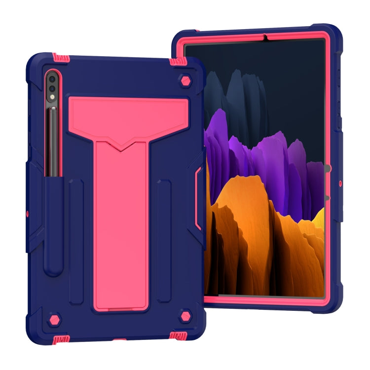 T-shaped Bracket Contrast Color Shockproof PC + Silicone Protective Case, For Samsung Galaxy Tab A7 10.4 (2020), For iPad Air 2022 / 2020 10.9 / iPad Pro 11, For Samsung Galaxy Tab S8 / Galaxy Tab S7 T870 / T875, For Samsung Galaxy Tab S6 Lite P610/615