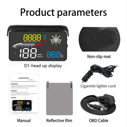 D1 Car OBD2 HUD Head-up Display GPS Speed Meter Speed / Voltage / Water Temperature Speed Alarm, D1