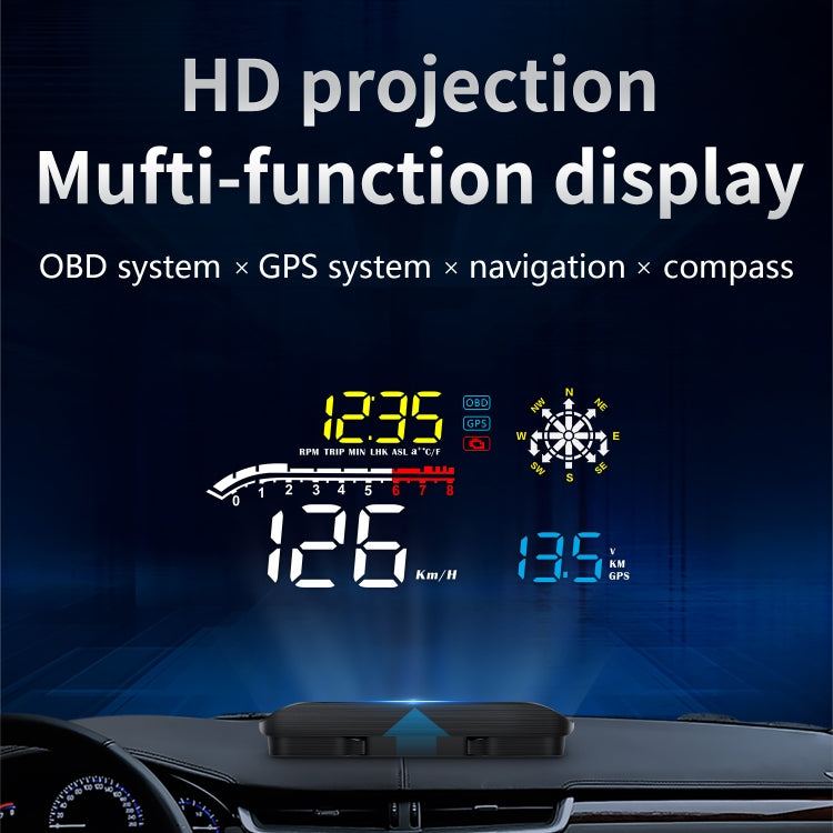 D1 Car OBD2 HUD Head-up Display GPS Speed Meter Speed / Voltage / Water Temperature Speed Alarm, D1