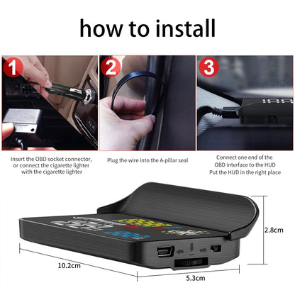 D1 Car OBD2 HUD Head-up Display GPS Speed Meter Speed / Voltage / Water Temperature Speed Alarm, D1