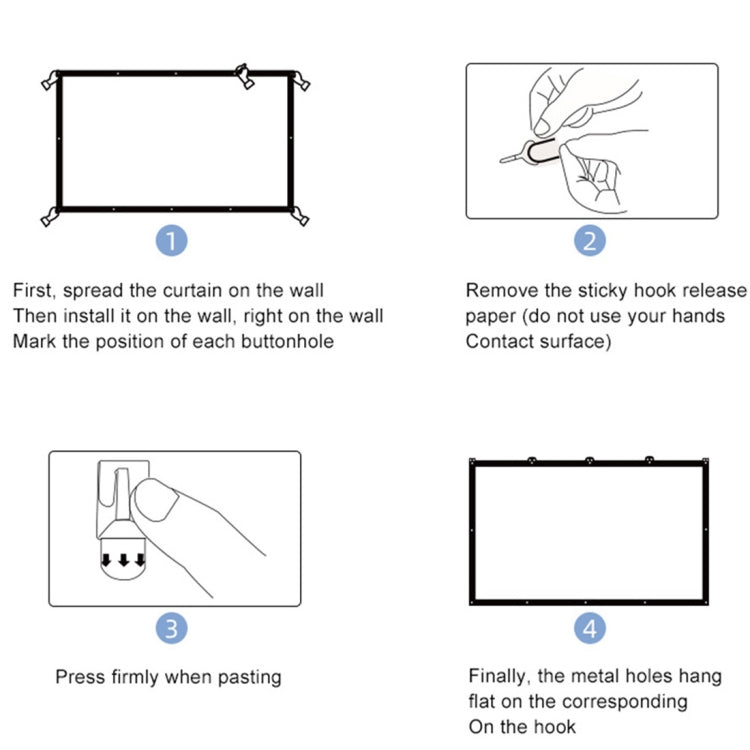 Folding Milk Silk Polyester Projector Film Curtain, 60 inch (16:9) Projection Area: 133 x 75cm, 60 inch (4:3) Projection Area: 120 x 90cm, 72 inch (16:9) Projection Area: 159 x 90cm, 72 inch (4:3) Projection Area: 146 x 110cm