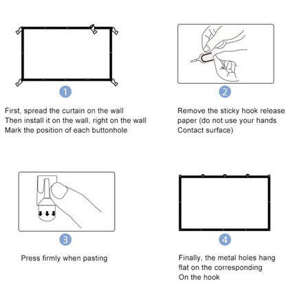 Folding Milk Silk Polyester Projector Film Curtain, 60 inch (16:9) Projection Area: 133 x 75cm, 60 inch (4:3) Projection Area: 120 x 90cm, 72 inch (16:9) Projection Area: 159 x 90cm, 72 inch (4:3) Projection Area: 146 x 110cm