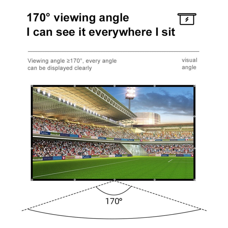 Folding Milk Silk Polyester Projector Film Curtain, 60 inch (16:9) Projection Area: 133 x 75cm, 60 inch (4:3) Projection Area: 120 x 90cm, 72 inch (16:9) Projection Area: 159 x 90cm, 72 inch (4:3) Projection Area: 146 x 110cm