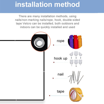 Folding Milk Silk Polyester Projector Film Curtain, 60 inch (16:9) Projection Area: 133 x 75cm, 60 inch (4:3) Projection Area: 120 x 90cm, 72 inch (16:9) Projection Area: 159 x 90cm, 72 inch (4:3) Projection Area: 146 x 110cm