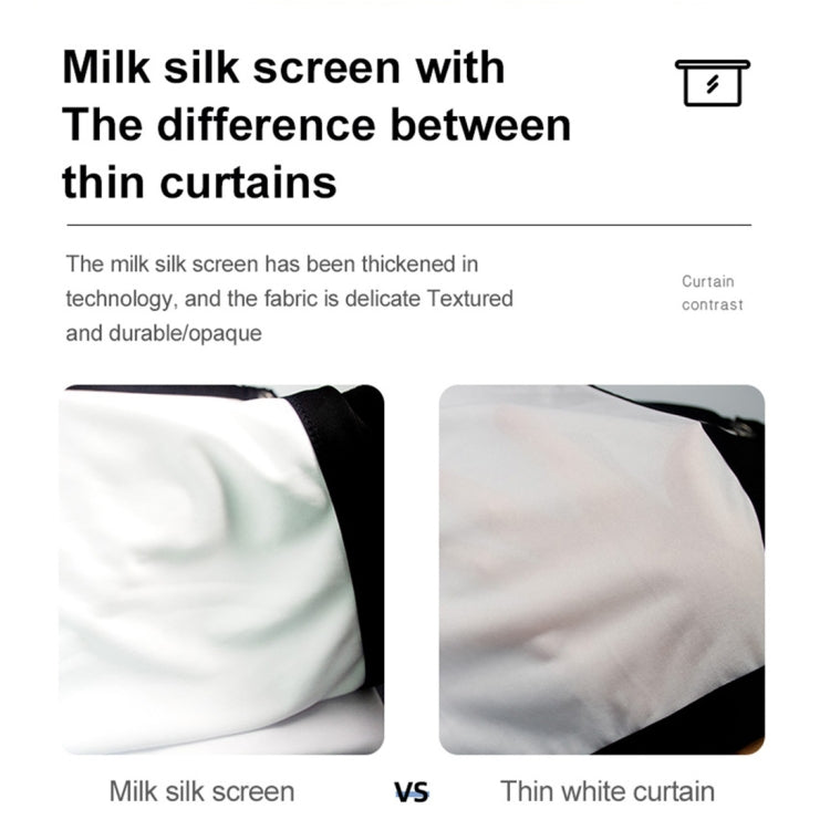 Folding Milk Silk Polyester Projector Film Curtain, 60 inch (16:9) Projection Area: 133 x 75cm, 60 inch (4:3) Projection Area: 120 x 90cm, 72 inch (16:9) Projection Area: 159 x 90cm, 72 inch (4:3) Projection Area: 146 x 110cm                           ...