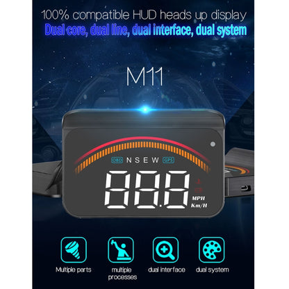 M11 Car OBD2 + GPS Mode Head-up Display HUD Overspeed / Speed / Water Temperature Alarm, M11