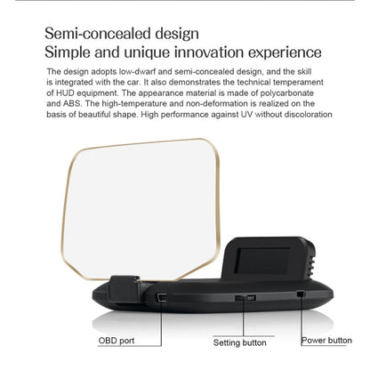 C1 OBD2 + GPS Mode Car HUD Head-up Display Compass / Speed / Water Temperature / Voltage Display / Speed / Fault Alarm / Navigation Function, C1 With Navigation Function