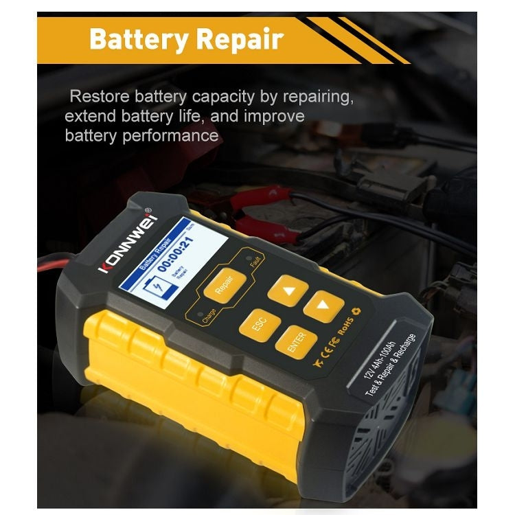 KONNWEI KW510 3 in 1 Car Battery Tester / Charger / Repairer, Support 8 Languages, KW510(EU Plug), KW510(US Plug)