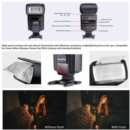 Godox TT520II 433MHZ Wireless 1/300s-1/2000s HSS Flash Speedlite Camera Top Fill Light for Canon / Nikon DSLR Cameras, TT520II
