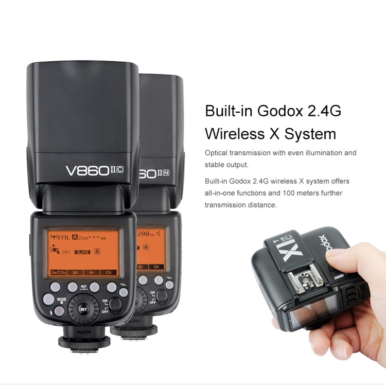 Godox V860IIC 2.4GHz Wireless 1/8000s HSS Flash Speedlite Camera Top Fill Light for Canon Cameras, V860IIC for Canon