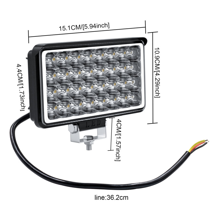WUPP CS-1242A1 Car 4 inch Square 32LEDs Highlight Work Light Modified Front Bumper Lamp Spotlight, CS-1242A1