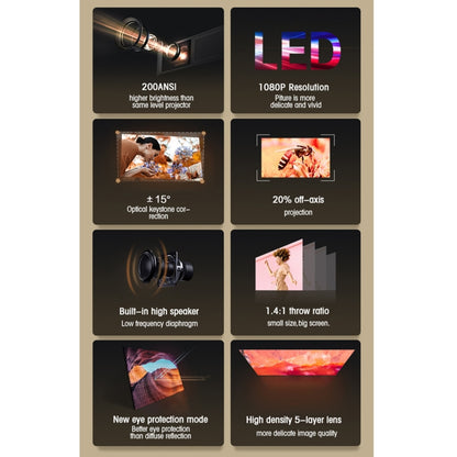 T10 1920x1080P 3600 Lumens Portable Home Theater LED HD Digital Projector, Android Version, Android Version