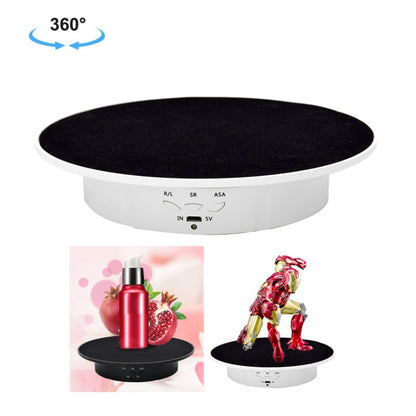 20cm USB Electric Rotating Turntable Display Stand Video Shooting Props Turntable for Photography, Load: 8kg, 20cm (White Base Black Velvet), 20cm(Black Velvet), 20cm (White Base White Velvet)