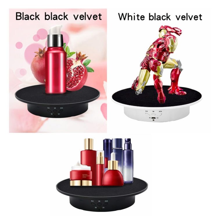 20cm USB Electric Rotating Turntable Display Stand Video Shooting Props Turntable for Photography, Load: 8kg, 20cm (White Base Black Velvet), 20cm(Black Velvet), 20cm (White Base White Velvet)