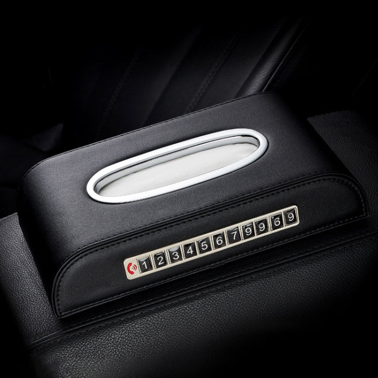 Universal Car Tissue Box with Temporary Parking Phone Number Card