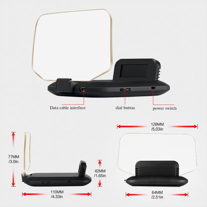 T1 5.1 inch Car HUD Head-up Display Overspeed Alarm / Remaining Battery Percentage Display for Tesla Model 3 / Y, T1  HUD