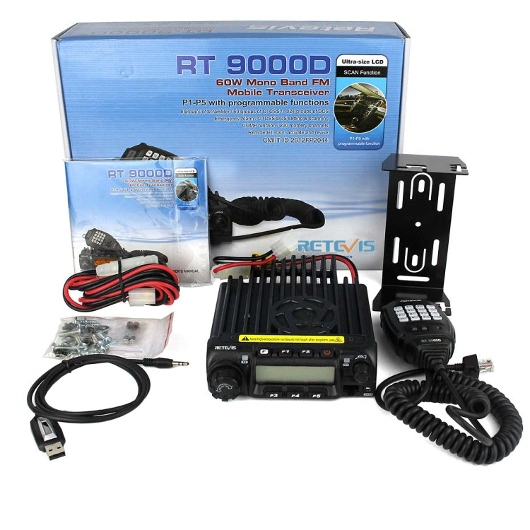 RETEVIS RT-9000D 136-174MHz 200CHS 8 Group Scrambler Car Walkie Talkie, 136-174MHz