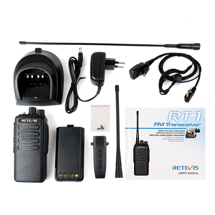 RETEVIS RT1 10W UHF 400-520MHz 16CH Handheld Walkie Talkie,, RT1 400-520MHz EU Plug, RT1 400-520MHz US Plug