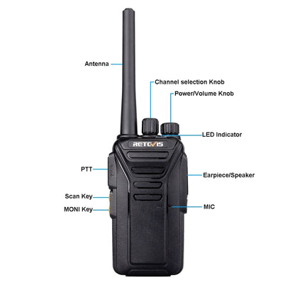RETEVIS RT27 0.5W EU Frequency 446MHz 16CHS FRS Two Way Radio Handheld Walkie Talkie, EU Plug, RT27, EU Plug