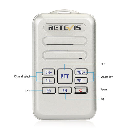 RETEVIS RT20 2W 400-470MHz 16CHS Mini FM Radio Two Way Radio Walkie Talkie,, RT20,US Plug