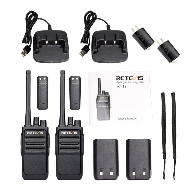 1 Pair RETEVIS RT17 2W 16CHS FRS Two Way Radio Handheld Walkie Talkie, US Plug, RT17
