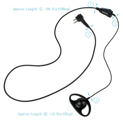 RETEVIS R-122 2 Pin D Shape Soft Ear Hook Earphone Microphone for Motorola GP68/GP88/GP300/2000/CT150/P040, R-122