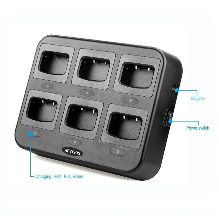 RETEVIS RTC777 Six-Way Walkie Talkie Charger for Retevis H777,, RTC777 US Plug, RTC777 EU Plug, RTC777 UK Plug, RTC777 AU Plug