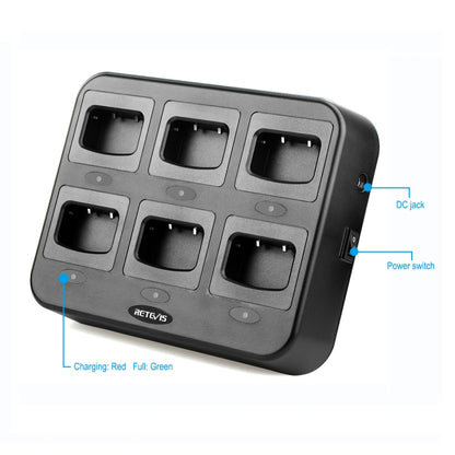 RETEVIS RTC777 Six-Way Walkie Talkie Charger for Retevis H777,, RTC777 US Plug, RTC777 EU Plug, RTC777 UK Plug, RTC777 AU Plug