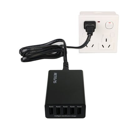 RETEVIS RTC501 40W / 8A 5 Ports USB Multi-function Charger Desktop Charging Station for H-777/RT27/RT7/RT22/H-777S, RTC501