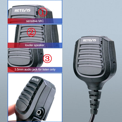RETEVIS HM004 IPX5 Waterproof 2 Pin Motorcycle Speaker Microphone for Motorola GP68/GP88/GP300/ GP2000/CT150, HM004