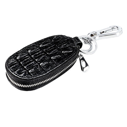 Crocodile Texture First Layer Cowhide Hanging Waist Car Key Bag, Car Key Bag
