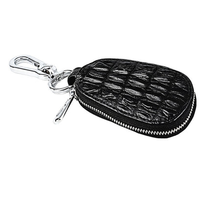 Crocodile Texture First Layer Cowhide Hanging Waist Car Key Bag, Car Key Bag