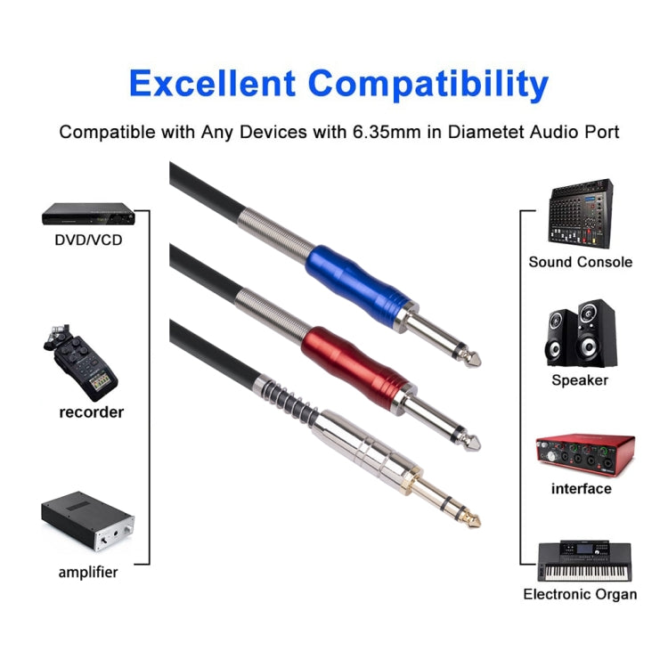 3683 3.5mm Male to Dual 6.35mm Male Audio Cable, 1m, 2m, 3m