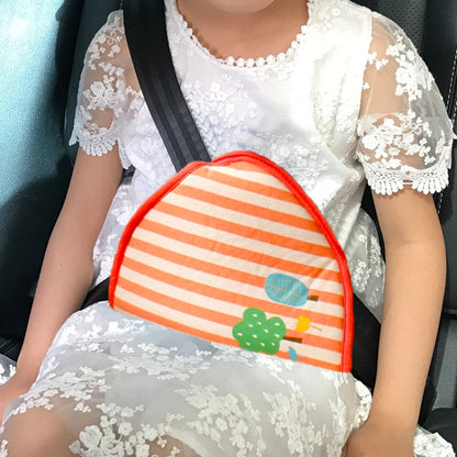 Car Child Seat Belt Adjusting and Fixing Device Buttons Seat Belt Anti-strangulation Shoulder Cover, Cotton Fabric Pink Stripes, Cotton Fabric Green Stripes, Mesh Fabric Rabbit, Mesh Fabric Fox, Mesh Fabric Lion, Mesh Fabric Polar Bear